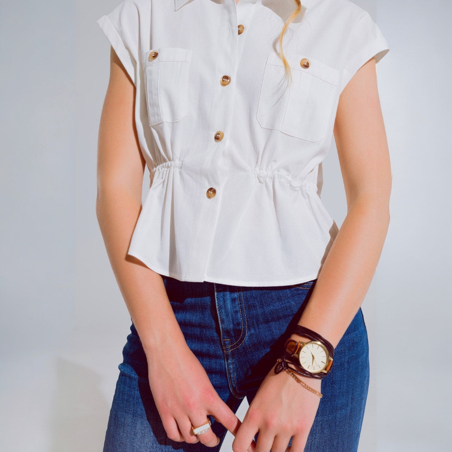 White Button Down Top