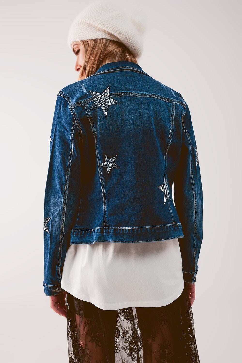 Denim Jacket With Star Embellishment | Midwash