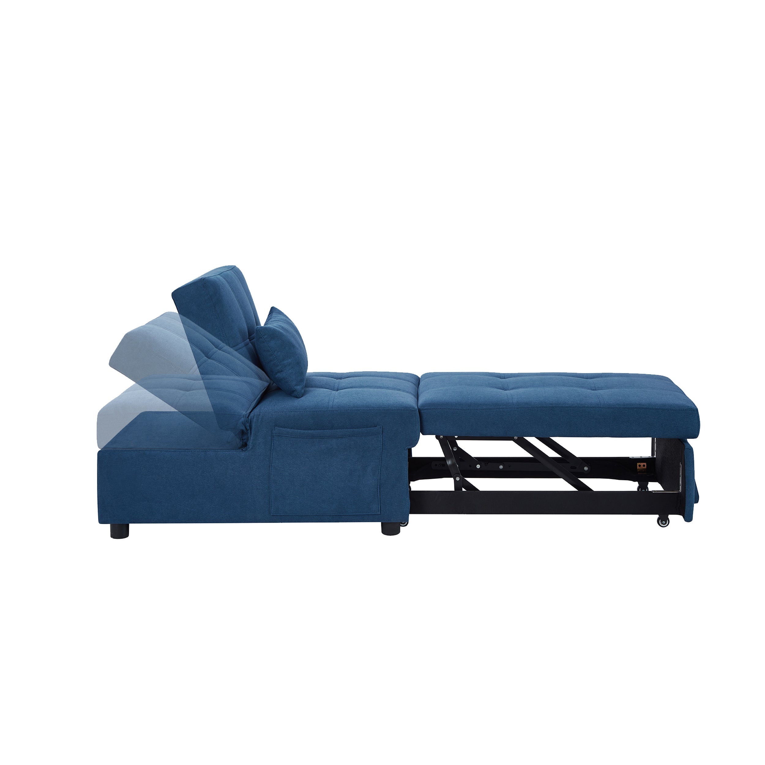 Blue Linen Fabric Recliner Chair Bed