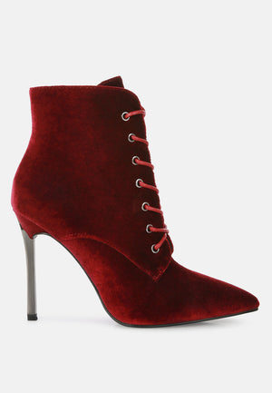 Velvet High Heeled Velvet Boots by RUW