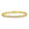 10K Yellow Gold Plated .925 Sterling Silver 2.0 Round Diamond Cluster Bracelet