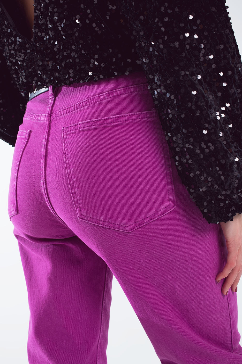 Mid Rise Slouchy Jean in Magenta