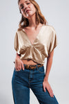 Angel Beige Satin Crop Top